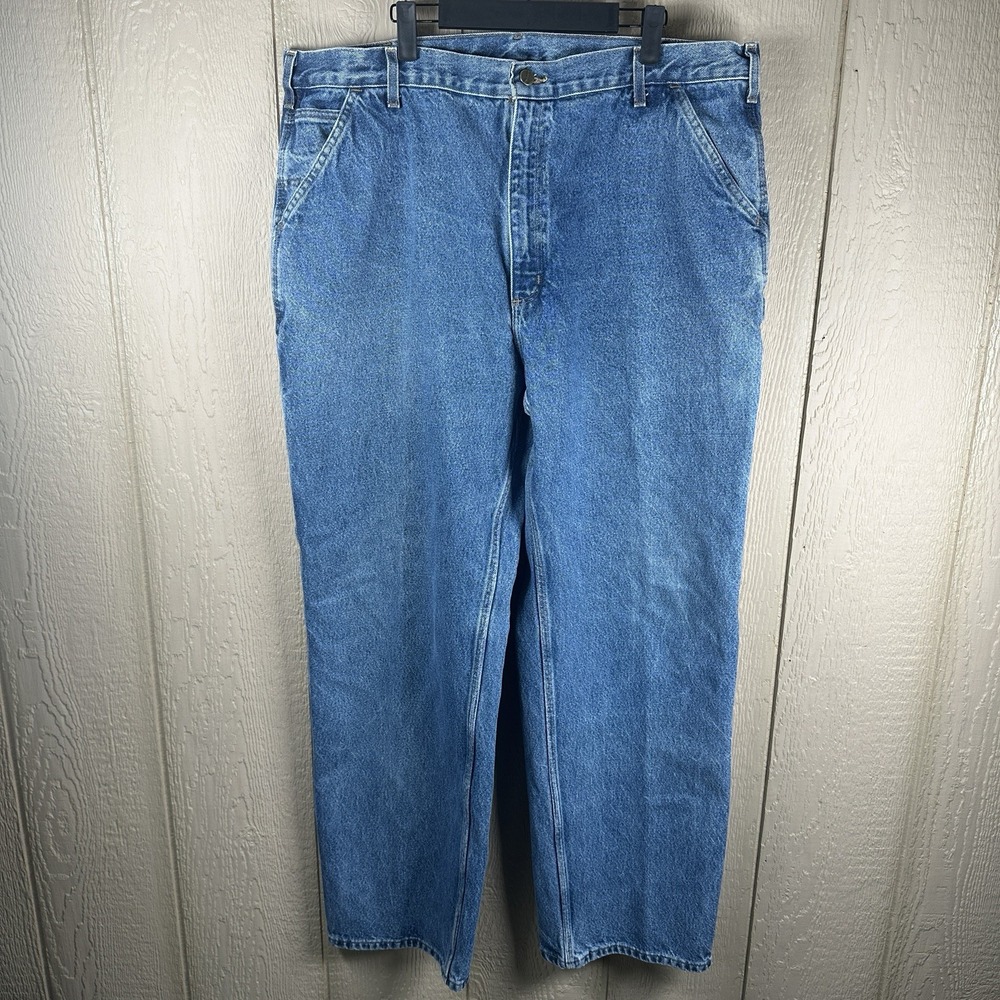 Carhartt Jeans Mens Size 42x34 Blue Original Fit Denim Carpenter Pants B237 DST